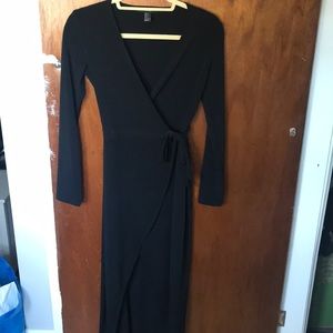 Black Wrap Dress w/ Slit